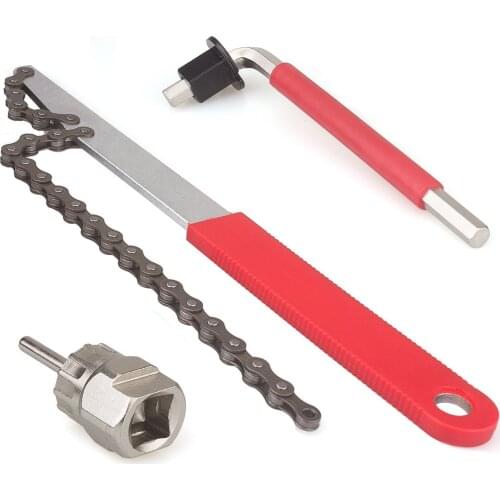 ELOS-Bike Cassette Removal Tool with Chain whip and Auxiliary Wrench Bicycle Sprocket Removal Tools Sprocket Remover