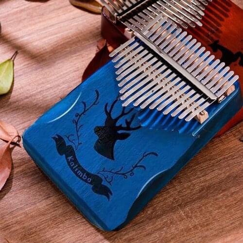 Kalimba 17 Keys Thumb Piano Bull Mahogany Body Wooden Keyboard Mbira Musical Study Instruments Finger Piano Accessories Gifts