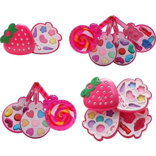 Petite Girls Strawberry Shaped Cosmetics Play Set - Fashion Makeup Kit for Kids