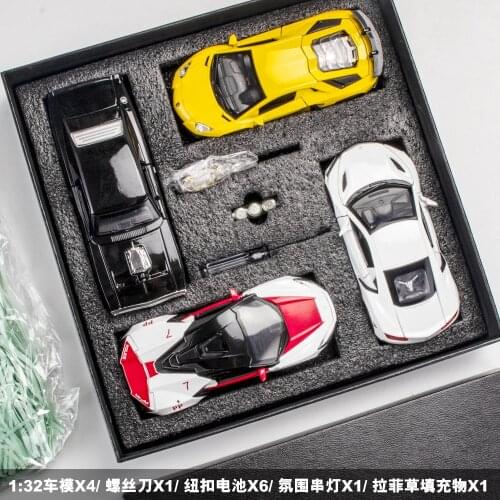 1/32 4pcs/set Model Car Boy Toys Suit Speed Passion Same Movie Alloy Diecast Model Gift Box Set Dodge Charger Lambor Acura Lykan