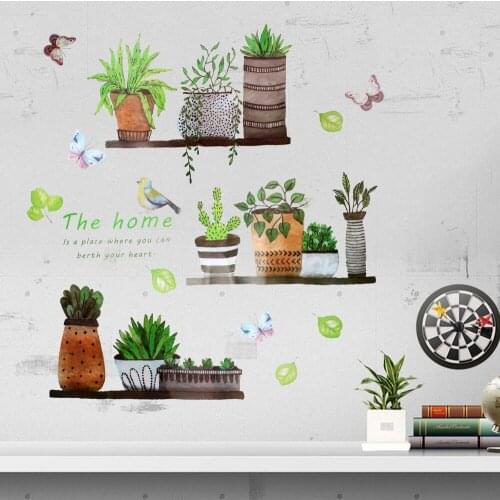 Butterfly Wall Stickers Wall Vinyl Mural Decal Garden Plant Pattern Wall Sticker DIY for Bedroom Living Room Home Decoration