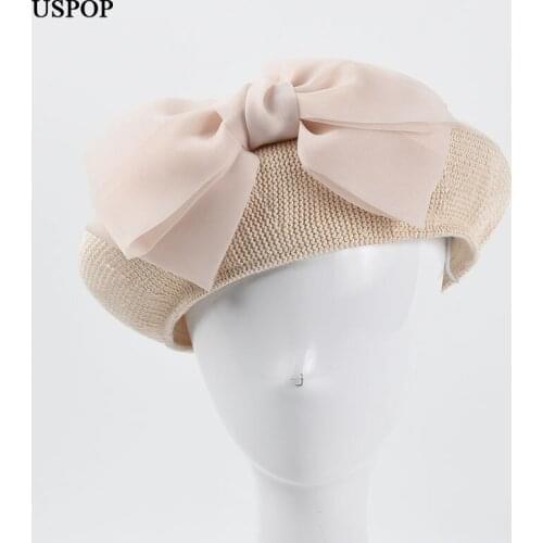 USPOP New Summer Berets Women Sweet Bowknot Beret vVntage Breathable Hats