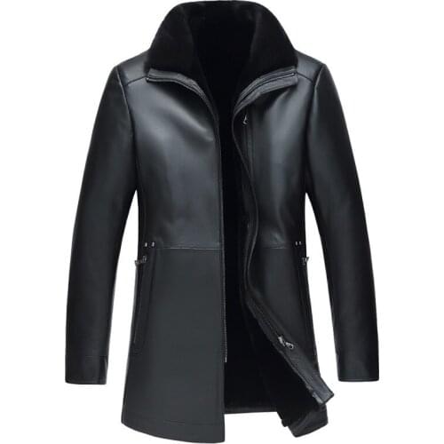 New High Quality Leather Men Wool Inner Thick Mink Collar Casual Loose Sheepskin Coat Luxury Plus Size L-10XL11XL 12XL 13XL