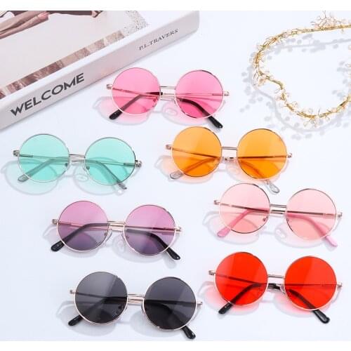 2021 Kids Round Frame Candy Color Sunglasses Children Vintage Simple Metal Sun Glasses Boys and Girls UV 400 Eyewear