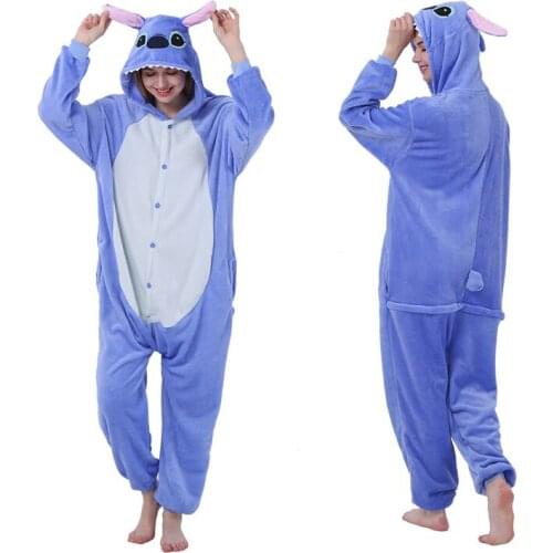 Animal Cartoon Onesie for Women Winter Christmas Pajamas With Zipper Stitch Kigurumi Unicorn Hooded Warm Party Home Clothes