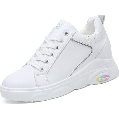 Round-Toe Bear Outsole Casual Shoes Lace-Up Inner Height Shoes Women Waterproof Platform Women Shoes