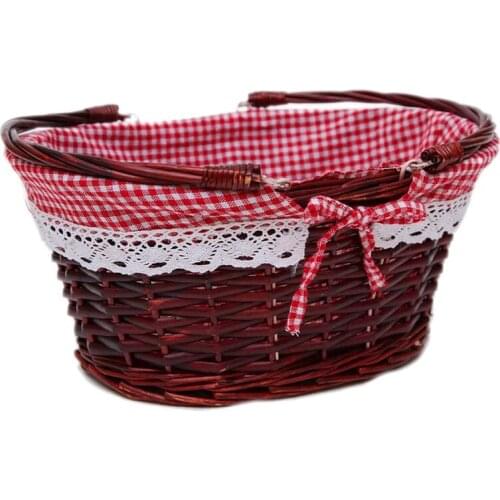 Practical Wicker Basket Gift Basket Picnic Basket Candy Basket Storage Basket Wine Basket with Handle Egg Gathering Wedding Bask