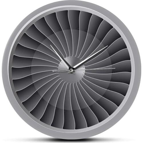 Jet Engine Turbine Fan Aviator Wall Clock Airplane Modern Wall Art Timepiece Aviation Home Decor Jet Artwork Pilot Wall Watch