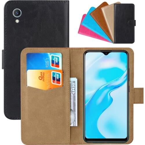 Luxury Wallet Case For Vivo Y1s PU Leather Retro Flip Cover Magnetic Fashion Cases Strap