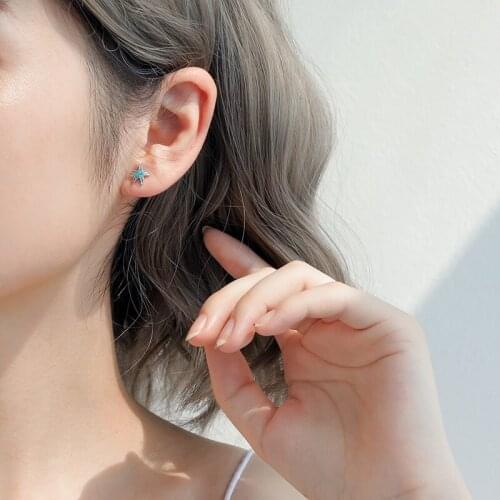 Blue Star Stud Earrings For Women Girl Simple Cute New Trendy Hot Sale Fashion Korean Punk Student Holiday Gift Jewelry BOYULIGE