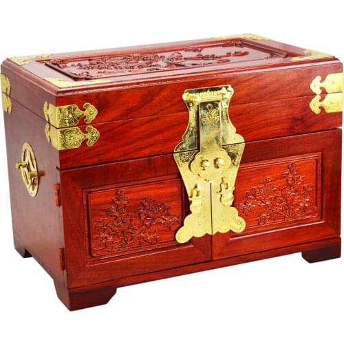 Mahogany jewelry box jewelry box red sandalwood, pear jewelry cabinet large wedding multilayer drawer