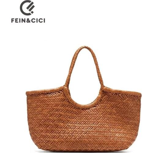 Designer woven totes bag women genuine leather cowskin knitting shopping basket handbag female large capacity bucket bag2021 new