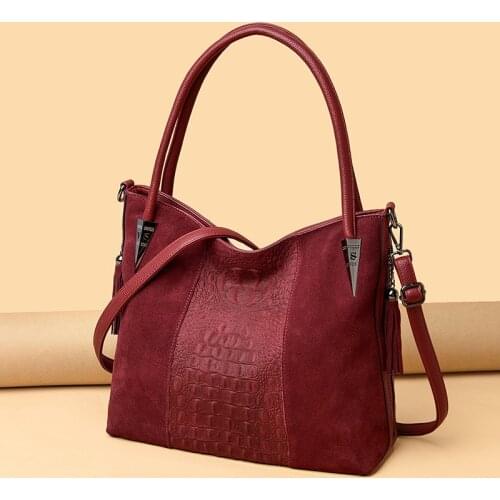 Ladies Hand Bags for Women 2021 Big Casual Tote Shoulder Bag Female Suede Womens Handbag Leather Tassel Large Red Black Green