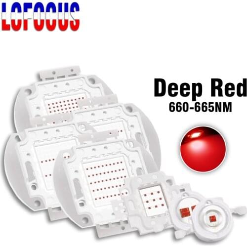 1W 3W 5Ｗ 10W 20W 30W 50W 100W Grow LED COB Chip Deep Red 660nm DIY Plant Fruit Growth For 1 3 5 10 30 50 100 W Watt Light Beads