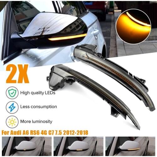 For Audi A6 RS6 S6 C7 C7.5 4G 2012 2016 2017 2018 LED Dynamic Turn Signal Blinker Sequential Side Mirror Indicator Light Lamp