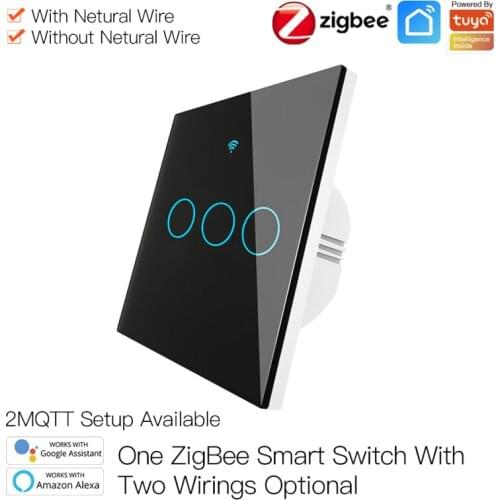 Tuya ZigBee Smart Light Switch Touch Switch With/Without Neutral Wire Two Wiring Methods AC100-240V Work With Alexa Google Home