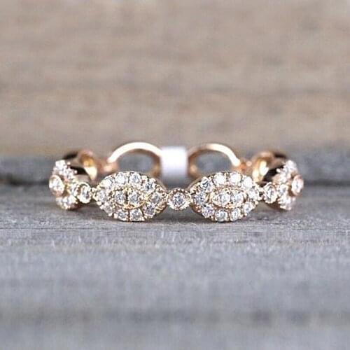 USTAR Simple Thin midi finger rings for women shiny cubic zirconia Infinite rose gold engagement ring female fashion jewelry