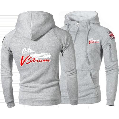 V-Strom DL 650 Motorsport Team Logo Half Zipper Hoodies Motorcycle _Suzukies_ Men Sweatshirt UK Flag Mens Hooded Jacket M-XXXL