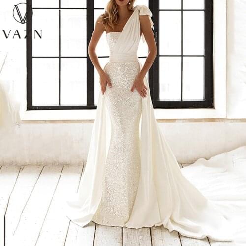 VAZN 2021 Long Dresses arrival Gowns Formal Party Dresses Strapless Sleeveless Party Beach Solid White Maxi Dress