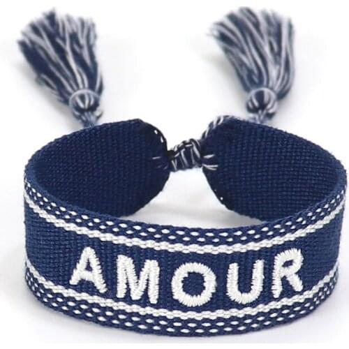 ZG 2021 Trend Hand-embroidered Double-sided Letter Woven Bracelet for Women Friendship Jewelry Hand Ring