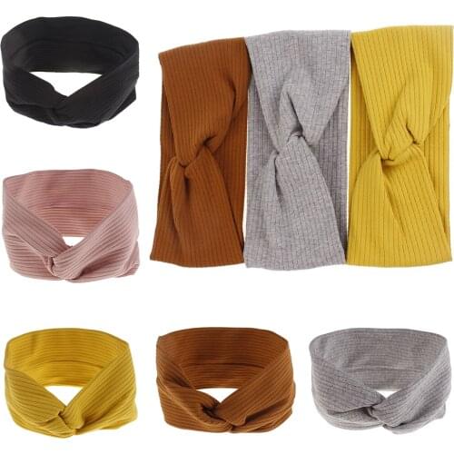 New Cotton Women Headbands Turban Solid Color Knot Hairband Girls Makeup Elastic Hair Bands Twisted Knotted Headwrap Headband