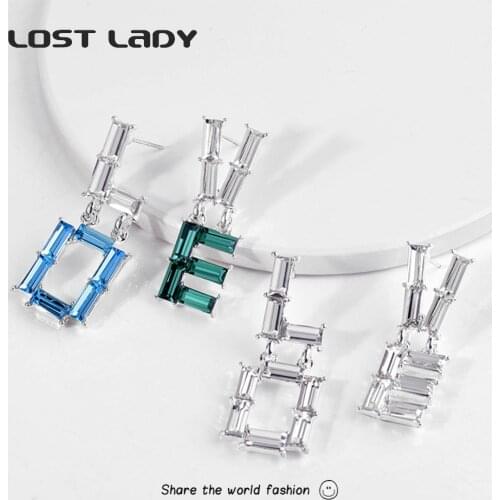 Lost Lady Letter Love Stud Earrings Crystal Earrings for Women Trendy Asymmetrical Earrings Girl Gifts Accessories Wholesale