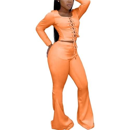 Women Tracksuit Set Solid Color Long Sleeve Tops+ Flared Trousers Running Clothes Set Outfits Sportwear Ladies Sweatsuit Sets