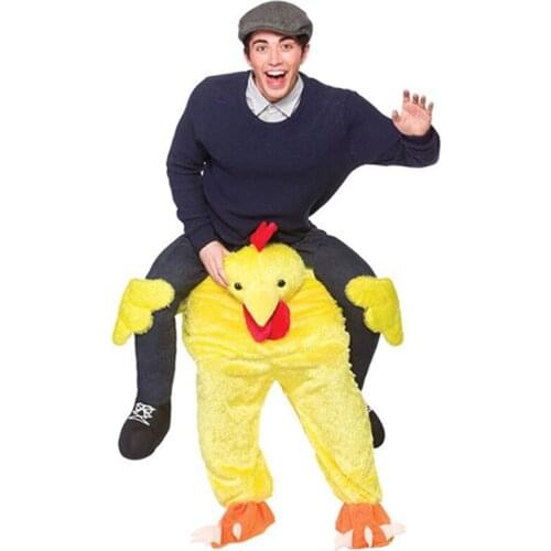 160-190CM Adults Kids Yellow Chick Carry Me Mascot Magic Pants Outfit Halloween Cosplay Costumes Carnival Party Dress Up Suit