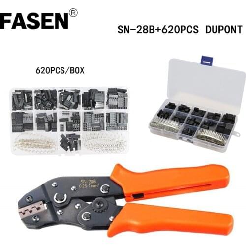 2.54mm Pitch JST SM Pins SN-28B Crimping Tools Dupont 620Pcs 1-6 Pin Housing Connector Male Female Crimp Pins Adaptor Kit
