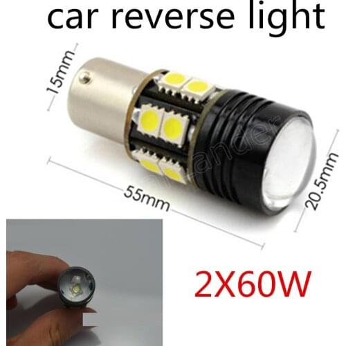 2PCS Auto LED Car Reverse Lights Turn Signal Bulb 12V Rear Tail Stop White brake 12V source one pair 6W high power