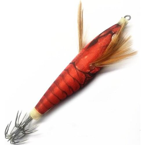 20Pcs New Squid Hook Shrimp Fishing Lures Artificial Wooden Octopus Cuttlefish Shrimp Lure