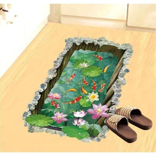 Fishpond 3D bedroom study bathroom kitchen living room floor wall decoration wall sticker