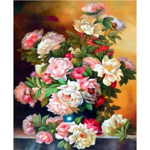 5D Diamond Mosaic Full Diamond Embroidery Diy Diamond Painting Various colors of flowers Cross Stitch round Diamond Sets