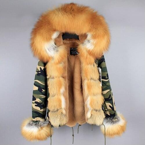 7xl Women Short Parka Waterproof Fox Raccoon Fur Collar Winter Faux Fur Lined Coat Female Real Fur Short Jacket Overcoat