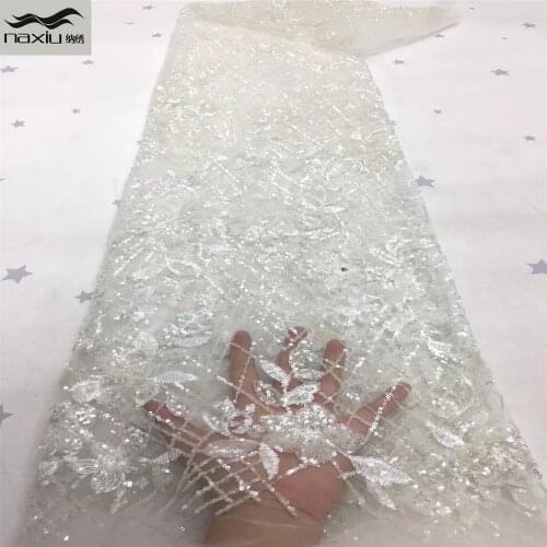 Madison African Lace Fabric 2021 High Quality Lace Material With Sequins French Wedding Lace Mesh Fabrics For Dress Sewing