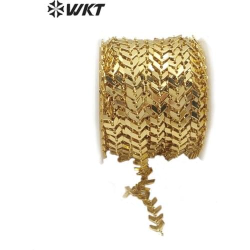 WT-BC123 Fashion jewelry accessory parts chain for necklace design 18k gold electroplated v chain