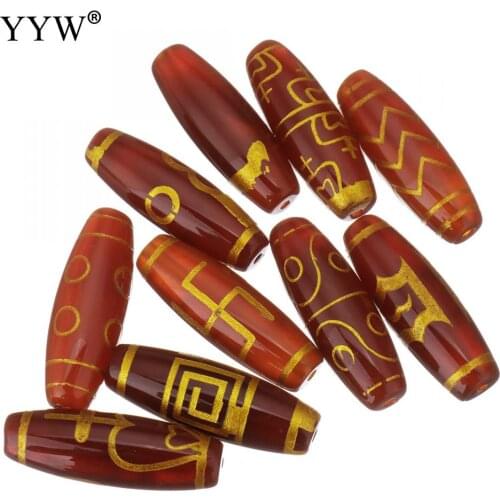 5pcs/Lot 10x30x10mm Natural Tibetan Agates Onyx Dzi Beads Nectar/Water Wave/Eyed Gold Pattern Beads For DIY Jewelry Making