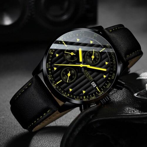 Luxury Brand mens watch Men Sport Leather Strap Waterproof Date Luminous Quartz Watches Men Wrist watch Clock Male montre homme