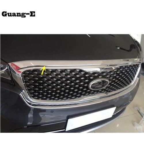 Car Garnish Cover ABS Chrome Front Engine Machine Grille Grid Grill Lid Trim Lamp 1pcs For Kia Sorento L 2015 2016 2017
