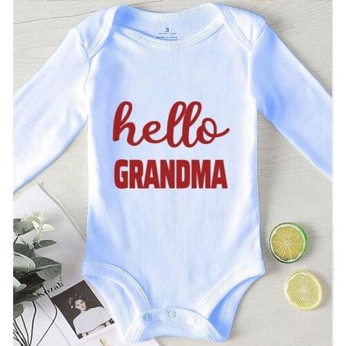 Jumpsuit Kids Autumn Printing Hello Grandma Clothing for Babies Toddler Romper Baby Shower Gifts Cotton Infant Girls Outfits