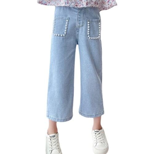 Jeans Girl Solid Color Girls Denim Jeans Summer Childrens Jeans For Girl Casual Style Clothes For Girls 6 8 10 12 14