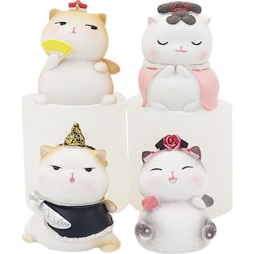 Epoxy Mold 3D Three-dimensional Palace Cat Small Plaster Candle Aromatherapy Cartoon Animal Chocolate DIY Handmade Mold