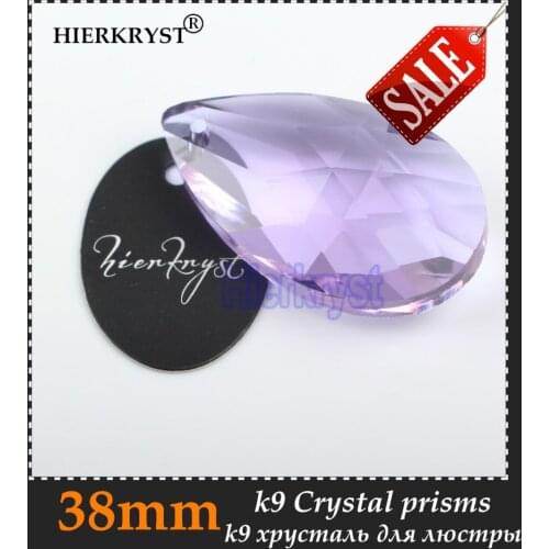 HIERKYST 20 pcs K9 Glass Crystal Prisms Pendants Chandeliers Parts Lustres Rainbow Lamp Lighting Hang Drops Purple 38mm #2278-1A