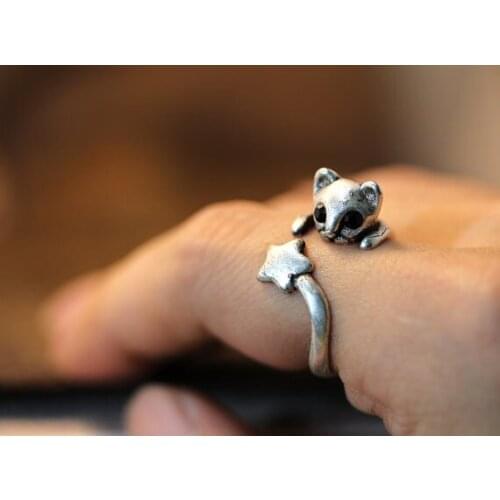 Unique Retro Kitty Cat Adjustable Ring High Quality Design Mens Kitty Cat Promise Rings Women Gift Overwatch Aros