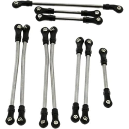 10/Set Upgrade Steering Link Rod Set for 1/10 RC Rock Crawler Car 324mm Wheelbase Climbing Truck Replacement Spare Parts