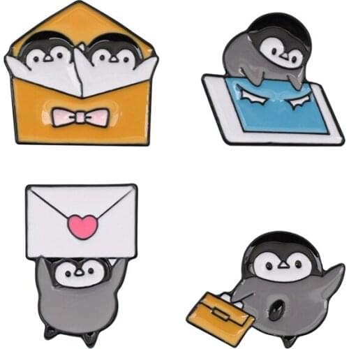Colorful Brooch Penguin Enamel Pins Bag Clothes Metal Lapel Pin Badges Jewelry