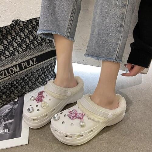 Summer Women Slippers Garden Shoes Wedges Beach Sandals Girls Platform Clogs Winter Fur Warm Shose For Women Outdoor Slides