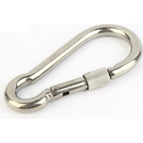 M4 M5 M6 M7 M8 M9 M10 Carabiner Hook With Insurance Spring Buckle Thread Fastening Clasp Key Chain 304SS