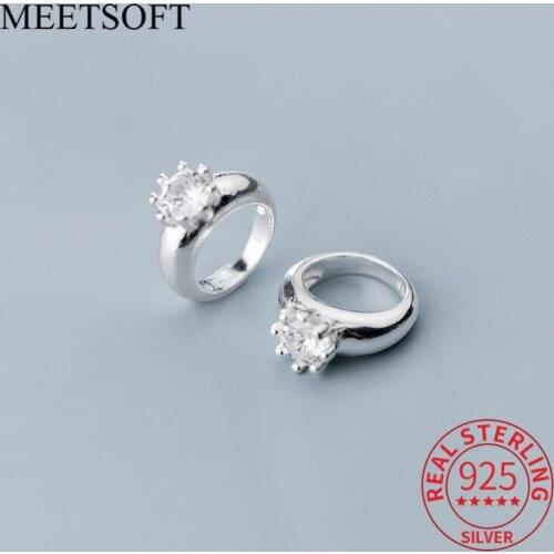 MEETSOFT Cute S925 Sterling Silver Exquisite Round Zircon Pandent Charms DIY Handmade Jewelry Minimlist Deocration Accessory