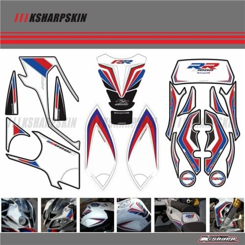 Motorcycle Front Rear Fairing Motor Number Board 3D Gel Protector Tank Knee Section Paint pad for BMW 2012-2014 S1000RR S1000RR